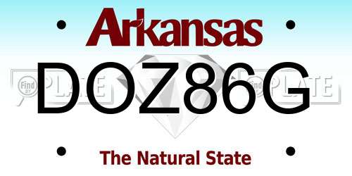 DOZ86G Arkansas License Plate