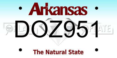 DOZ951 Arkansas License Plate