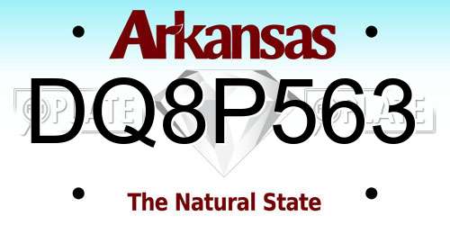 DQ8P563 Arkansas License Plate