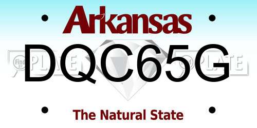 DQC65G Arkansas License Plate