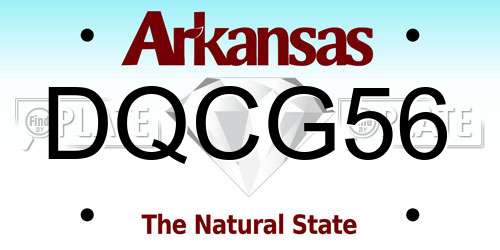 DQCG56 Arkansas License Plate