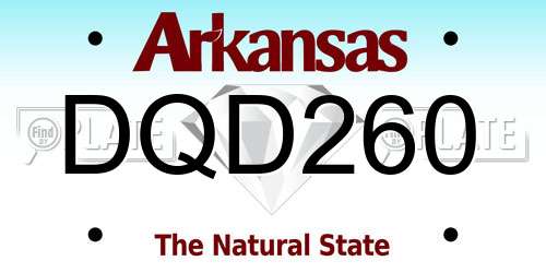 DQD260 Arkansas License Plate