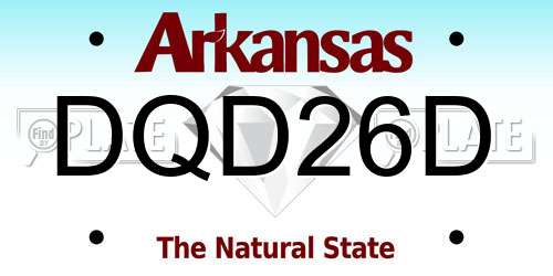 DQD26D Arkansas License Plate
