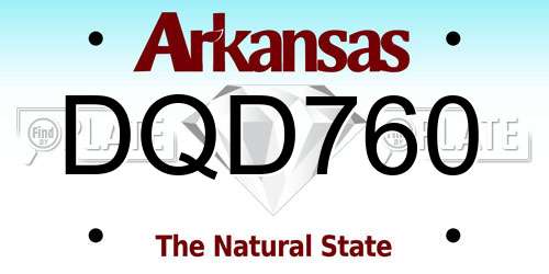 DQD760 Arkansas License Plate