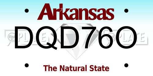 DQD76O Arkansas License Plate