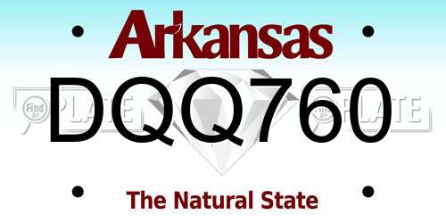 DQQ760 Arkansas License Plate