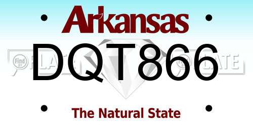DQT866 Arkansas License Plate