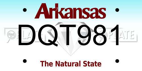 DQT981 Arkansas License Plate