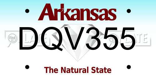 DQV355 Arkansas License Plate