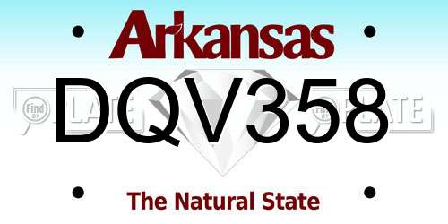 DQV358 Arkansas License Plate