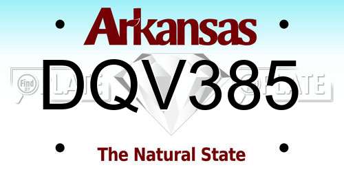 DQV385 Arkansas License Plate