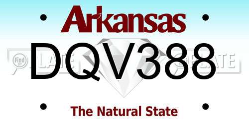 DQV388 Arkansas License Plate