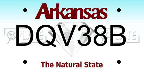 DQV38B Arkansas License Plate
