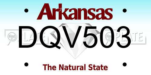 DQV503 Arkansas License Plate