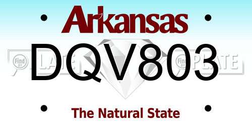 DQV803 Arkansas License Plate