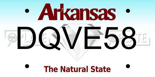 DQVE58 Arkansas License Plate