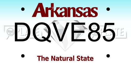 DQVE85 Arkansas License Plate