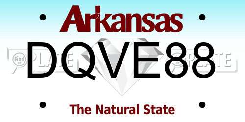 DQVE88 Arkansas License Plate