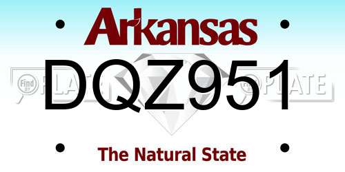 DQZ951 Arkansas License Plate