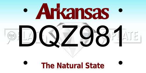 DQZ981 Arkansas License Plate