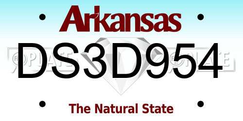 DS3D954 Arkansas License Plate