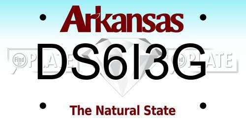 DS6I3G Arkansas License Plate