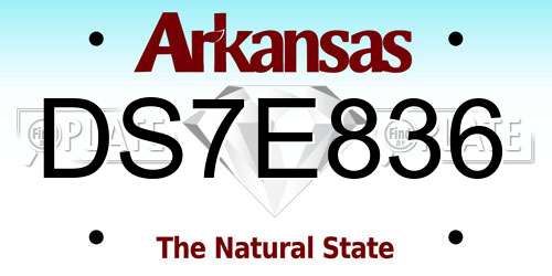 DS7E836 Arkansas License Plate