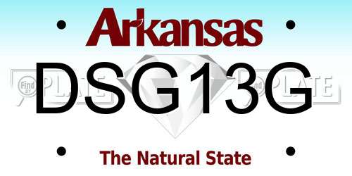 DSG13G Arkansas License Plate