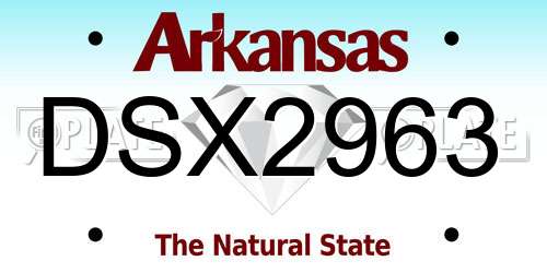 DSX2963 Arkansas License Plate