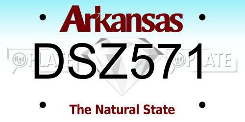DSZ571 Arkansas License Plate