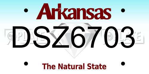 DSZ6703 Arkansas License Plate