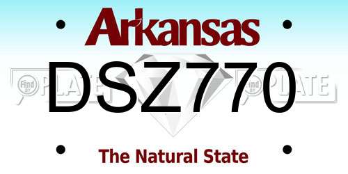 DSZ770 Arkansas License Plate
