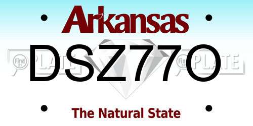 DSZ77O Arkansas License Plate