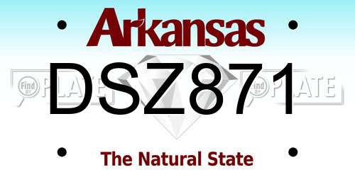 DSZ871 Arkansas License Plate