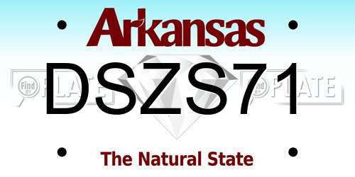 DSZS71 Arkansas License Plate
