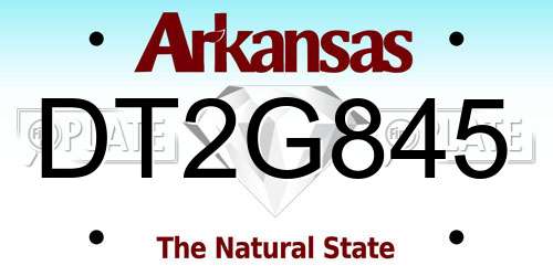DT2G845 Arkansas License Plate