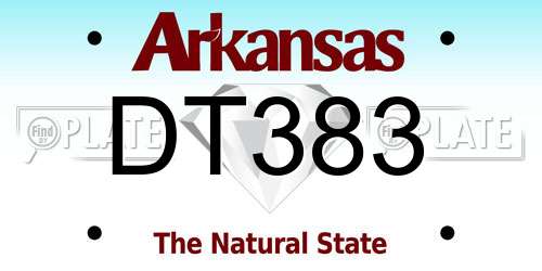 DT383 Arkansas License Plate