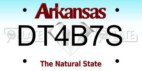 DT4B7S Arkansas License Plate