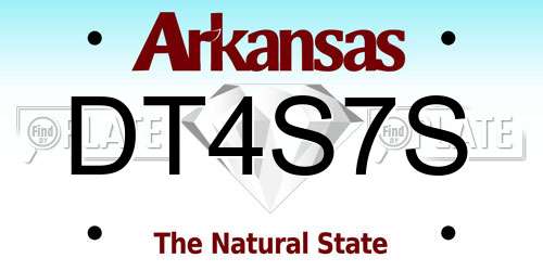 DT4S7S Arkansas License Plate