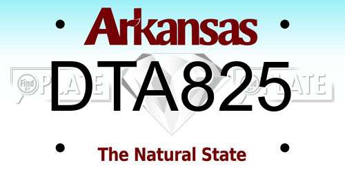 DTA825 Arkansas License Plate