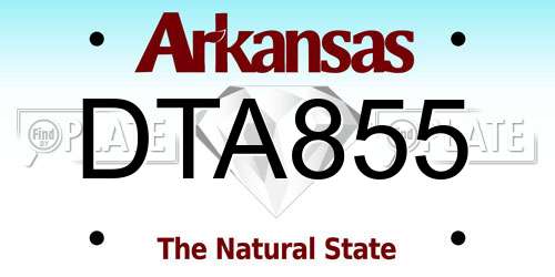 DTA855 Arkansas License Plate