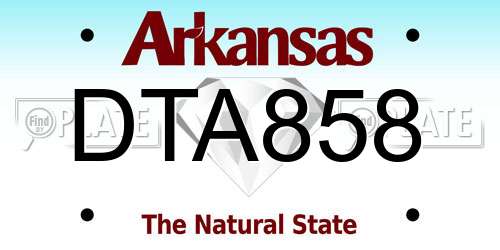 DTA858 Arkansas License Plate