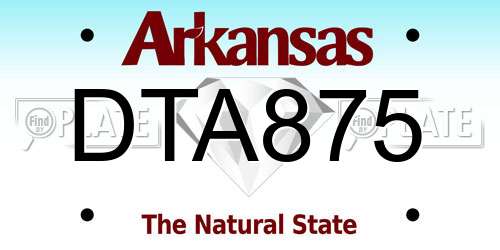 DTA875 Arkansas License Plate