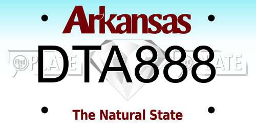 DTA888 Arkansas License Plate