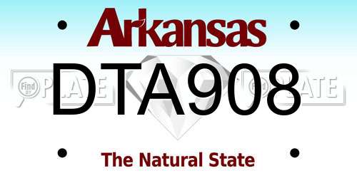 DTA908 Arkansas License Plate