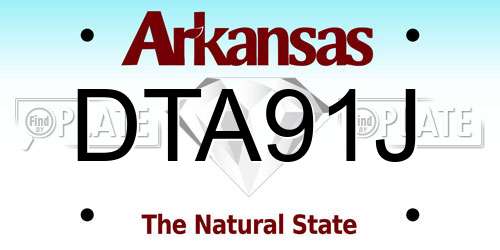 DTA91J Arkansas License Plate