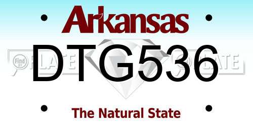 DTG536 Arkansas License Plate