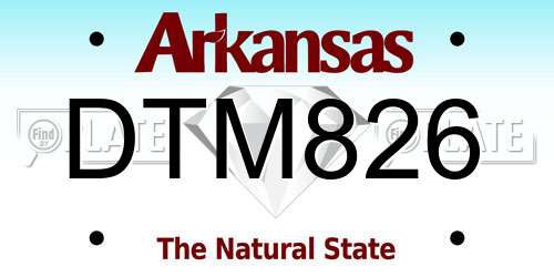 DTM826 Arkansas License Plate