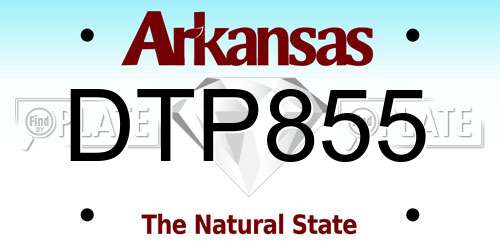 DTP855 Arkansas License Plate
