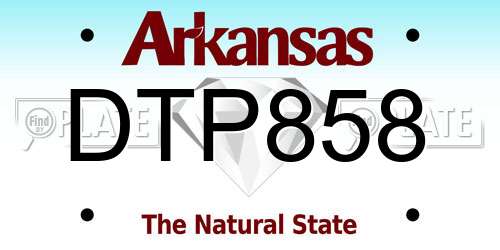 DTP858 Arkansas License Plate